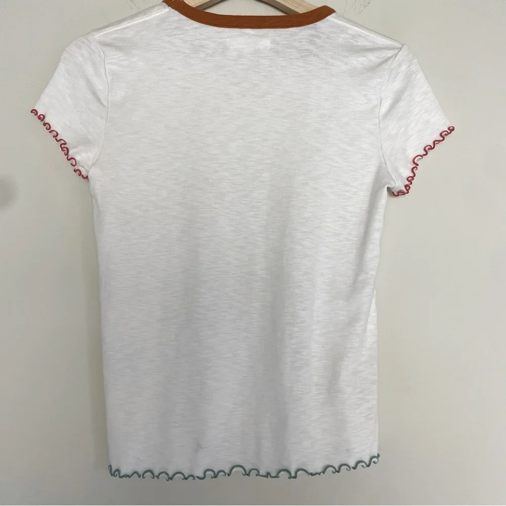 Madewell Colorblock Tipped Baby Tee Size Small 90s Inspired lettuce color hem - Picture 2 of 4